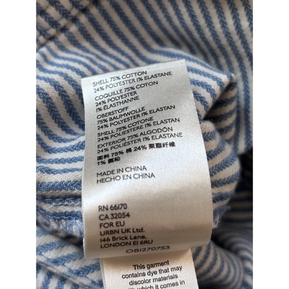 Pilcro Anthropologie Shortalls Womens‎ 30 Blue Railroad Stripe Button Front - Picture 7 of 11